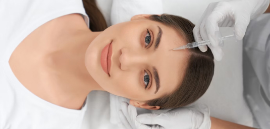 Aplicação de ácido hialurônico.